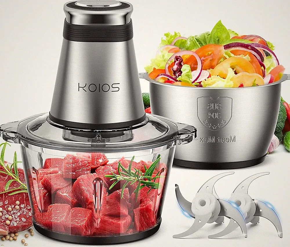 500W Food Processor Meat Chopper 16 Cup 2 Bowls Electric Grinder Black
