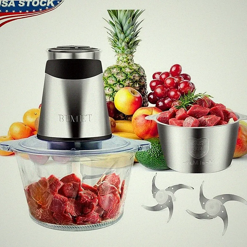 500W Food Processor Meat Grinder 2 Speed Chopper Safe Efficient Easy Clean New