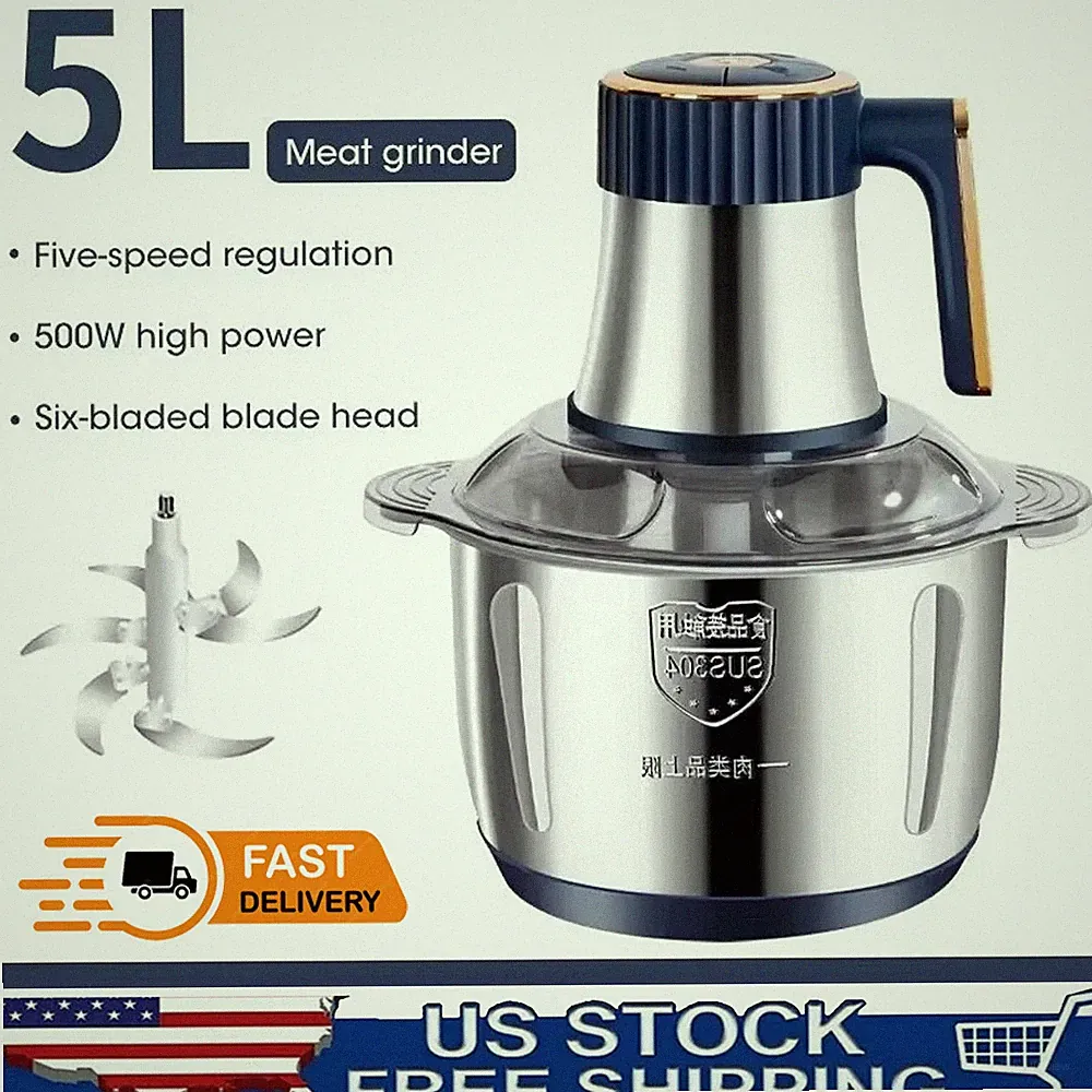 5L Electric Meat Grinder Food Processor Fruits Blender Veg Chopper Sausage Maker