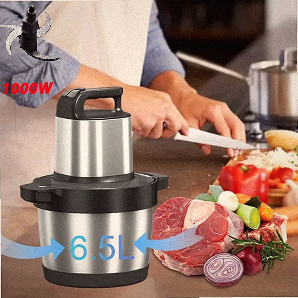 6.5L Electric Food Processor for Kitchen Household Stainless Steel Meat Grinder