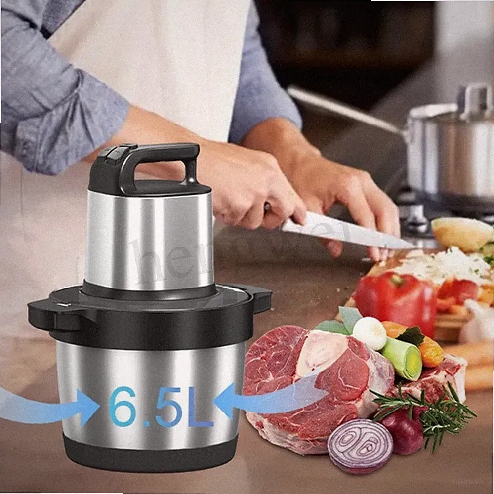 6.5L Large Electric Food Processor Meat Chopper Grinder Fruit Vegetable Blender