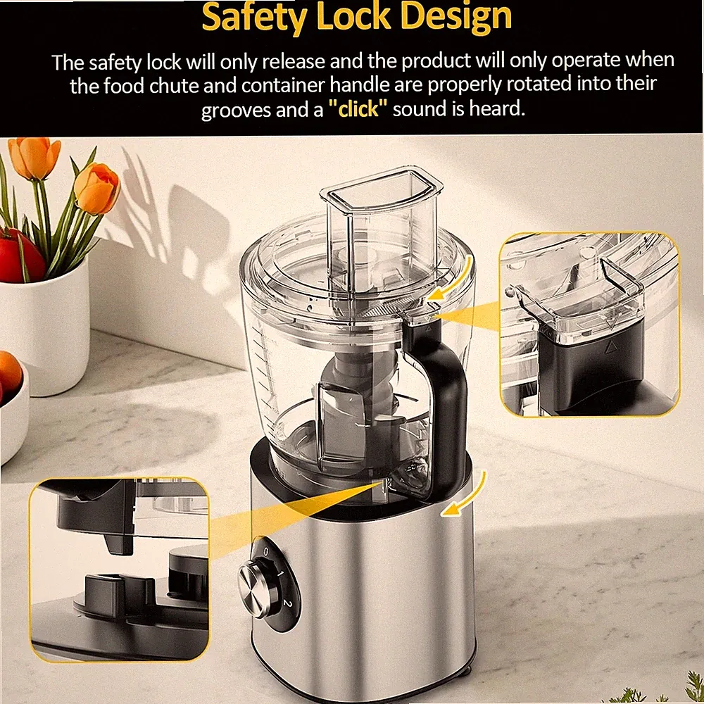 6-in-1 Food Processor, 10 Cup 1000W Electric Vegetable Chopper, Multifunc