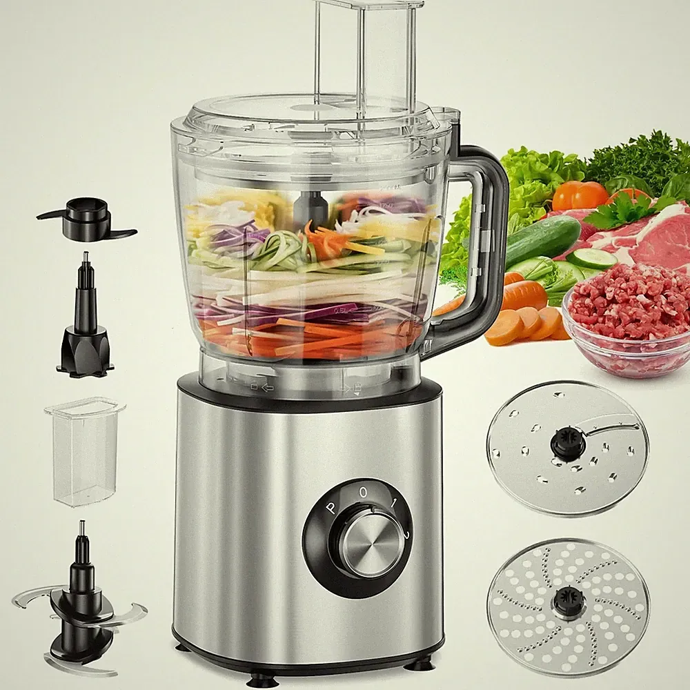 6-in-1 Food Processor, 1000W Motor, 10-Cup BPA-Free Bowl, Multifunctional