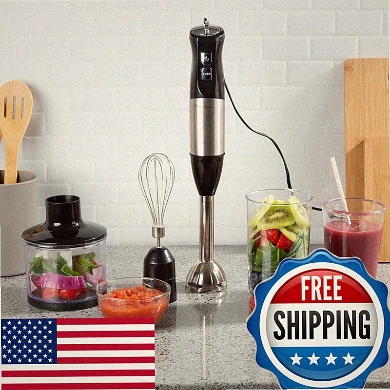 6-Speed Immersion Blender - 4-In-1 Hand Mixer Whisk Food Processor Cup And 32Oz