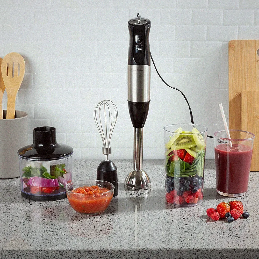 6-Speed Immersion Blender - 4-in-1 Hand Mixer with Whisk, Food Compact, Black