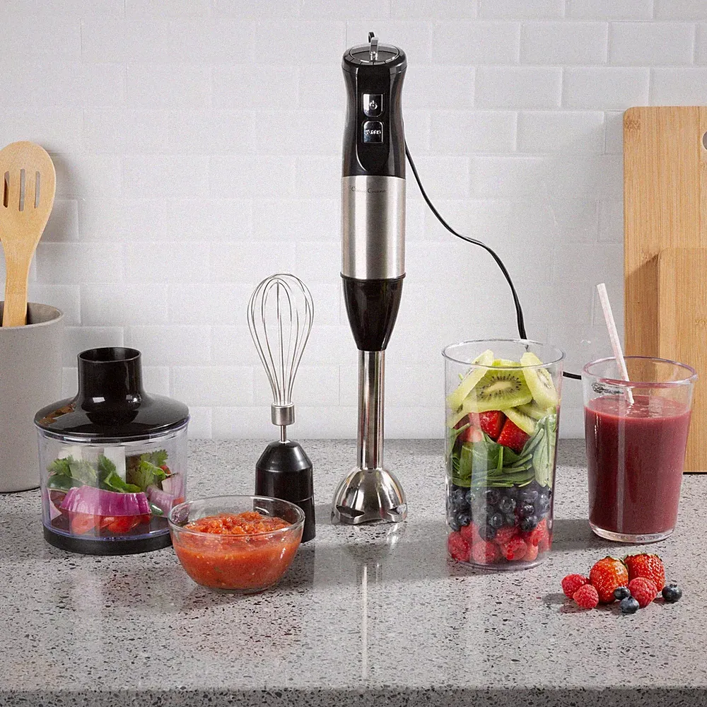 6-Speed Immersion Blender - 4-in-1 Hand Mixer with Whisk, Food Processor Cup,...