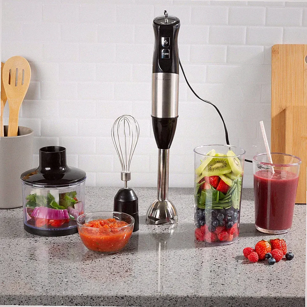 6-Speed Immersion Blender - 4-in-1 Hand Mixer with Whisk Food Processor Cup a...