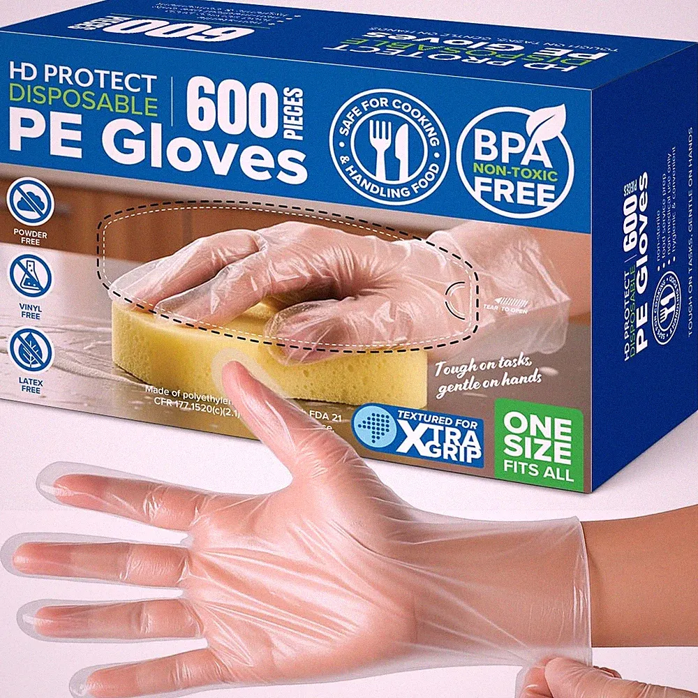 600 Pack Disposable Food Service Gloves, BPA & Latex-free Hdpe, Clear