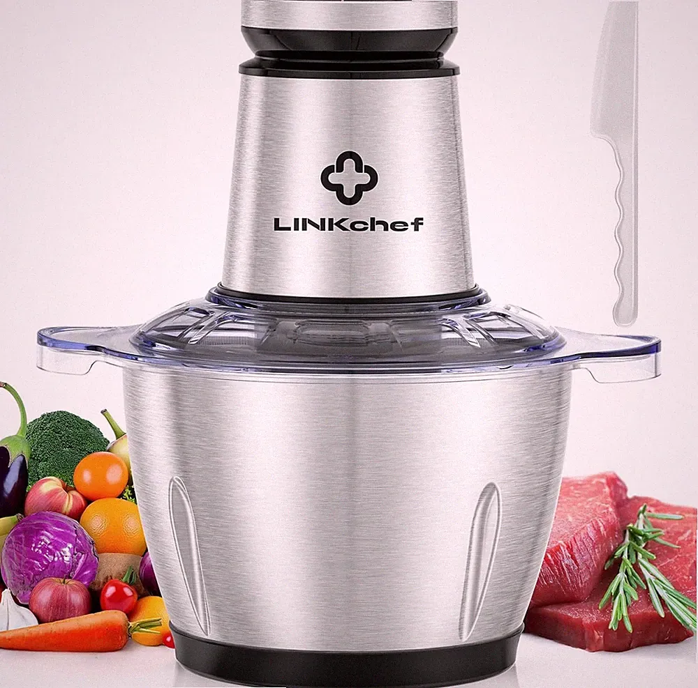 600W 10 Cup 2.3L Electric Food Chopper Stainless Steel Bowl Meat Veggie Onion