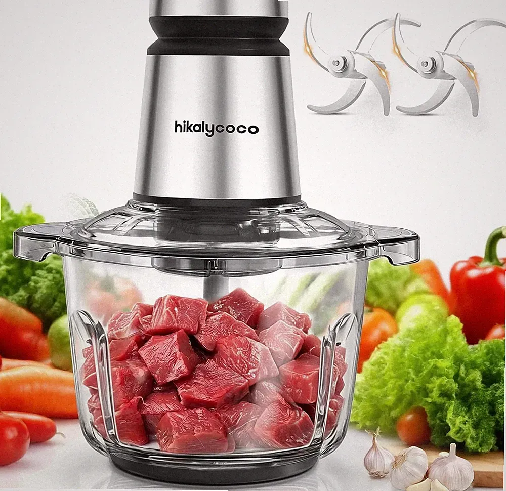 600W Food Chopper 8 Cup Glass Food Processor Meat Grinder
