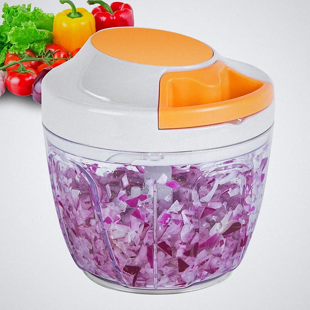 650ML White Manual Food Processor Vegetable Chopper for Kitchen Home