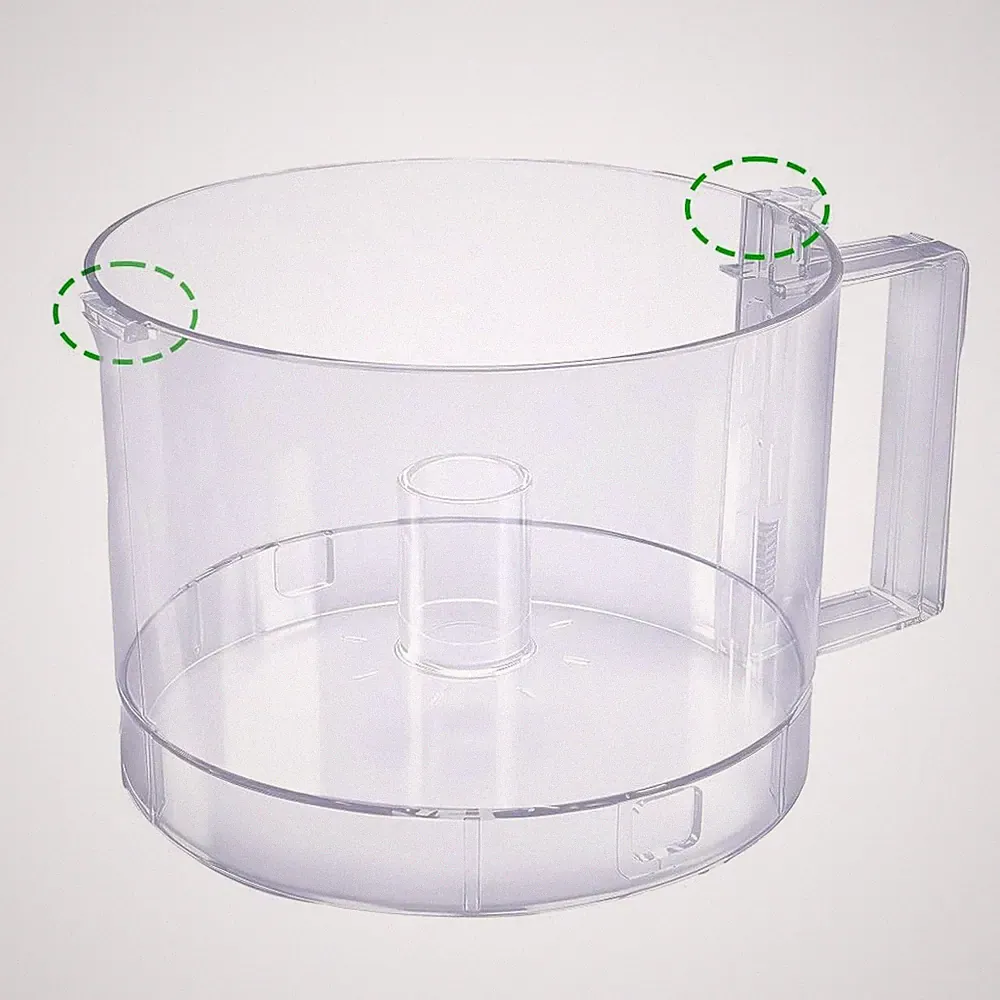 7-Cup Food Processor Work Bowl Compatible with 2-Tab Model, Transparent