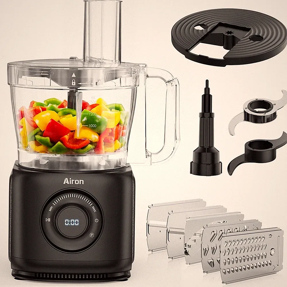7-in-1 Electric Food Processor 1000W, 14-Cup Chopper, Large Feed Chute, Shred, S