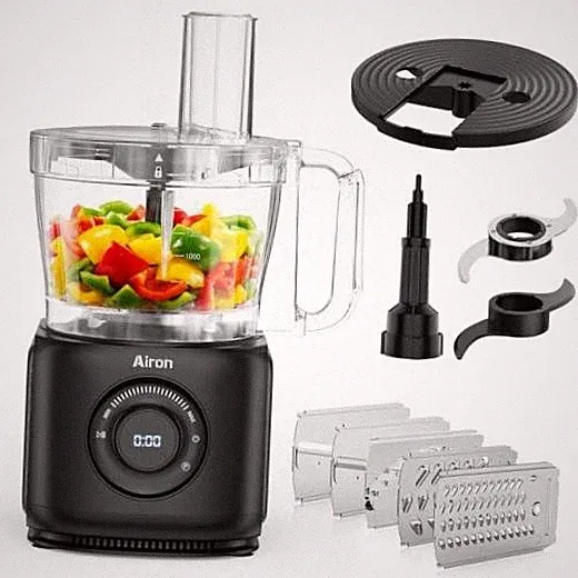 7-in-1 Professional Food Processor, 1000W Powerful Electric Vegetable Black