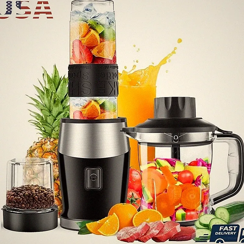 700W Blender Food Processor Portable Smoothie Maker W/ Grinder & Chopper New