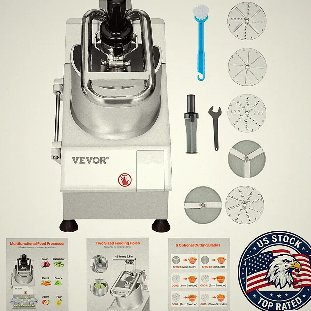 750W Food Processor & Vegetable Chopper - 6 Durable Blades & Dual Feeding Holes