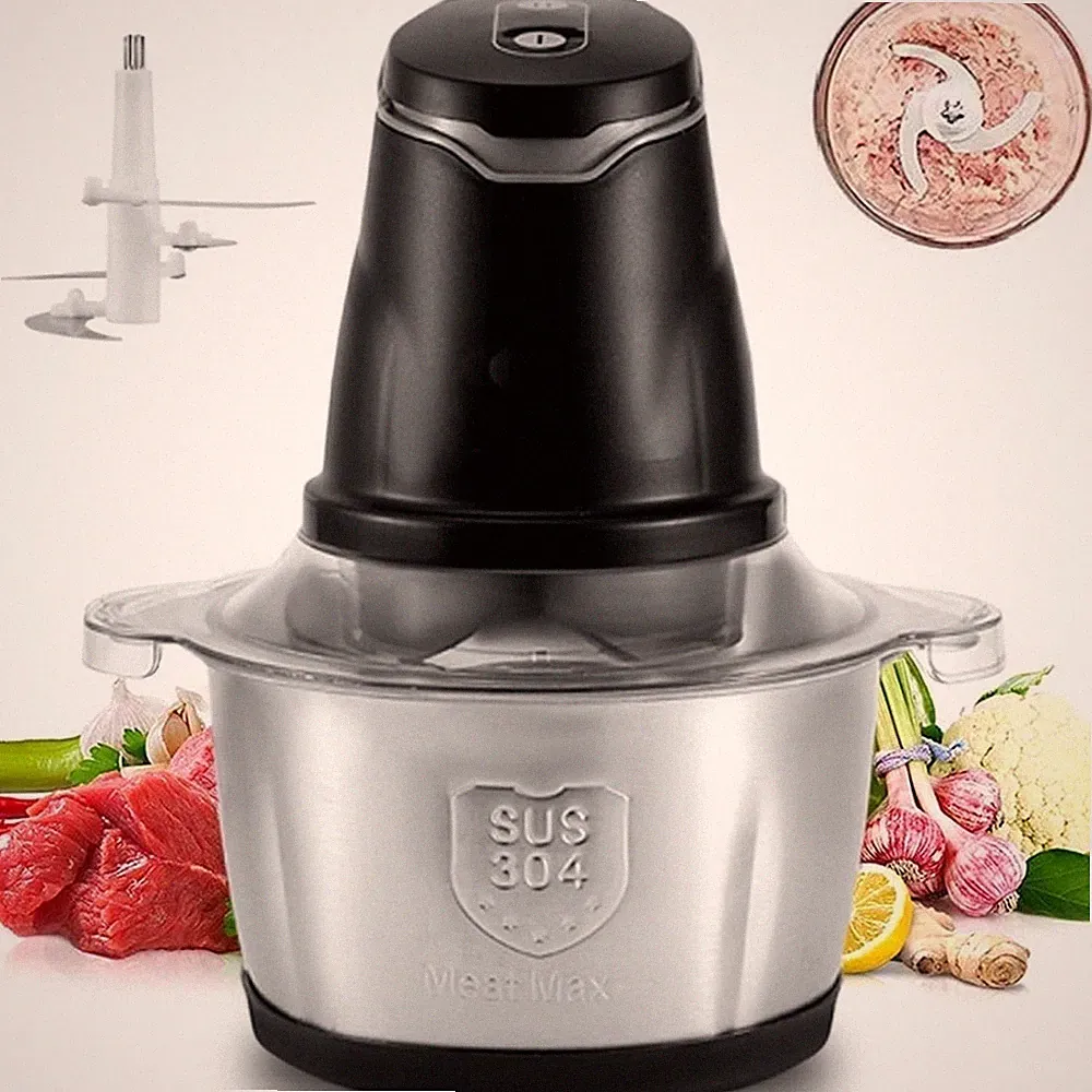 8 Cup Electric Food Chopper Meat Grinder Stainless Steel Food Processor 400W