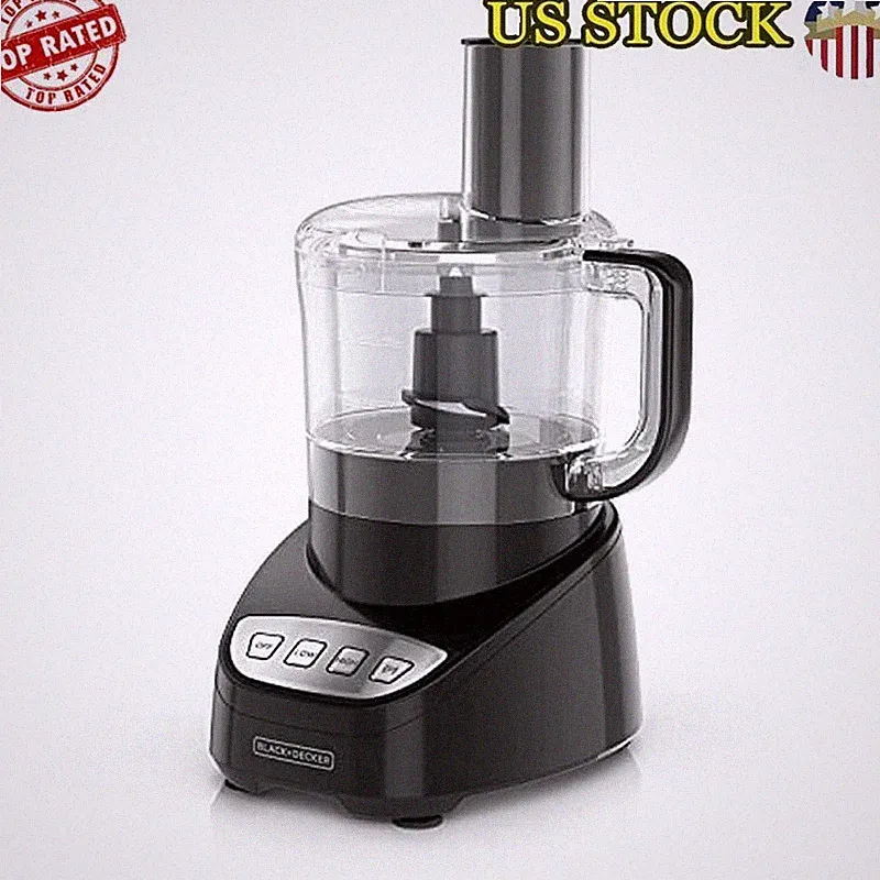 8 Cup Food Processor Easy Assembly Stainless Steel S-Blade 450 W Quick Slice New