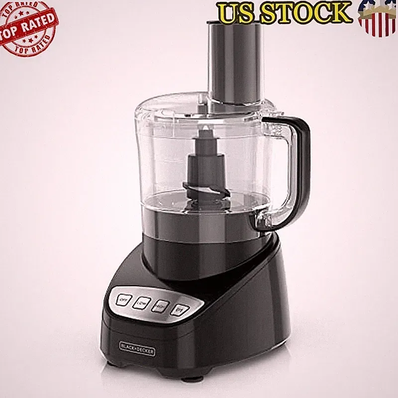 8 Cup Food Processor Easy Assembly Stainless Steel S-Blade 450 W Quick Slice New