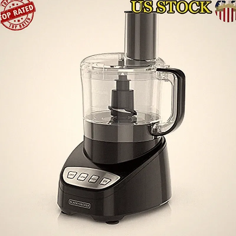 8-Cup Food Processor Easy Assembly Stainless Steel S-Blade Shred Slice Chop 450W