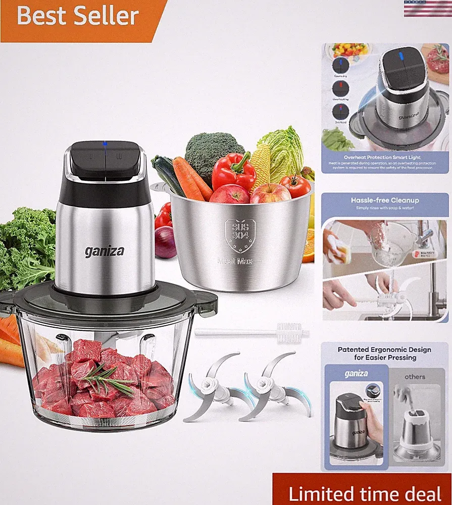 8-Cup Stainless Steel & Glass Food Processor with Smart Control Features