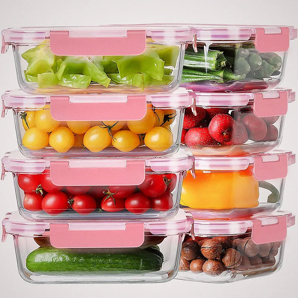 8 Pack 36oz Large Glass Meal Prep Containers with lids, Glass Food Storage Co...