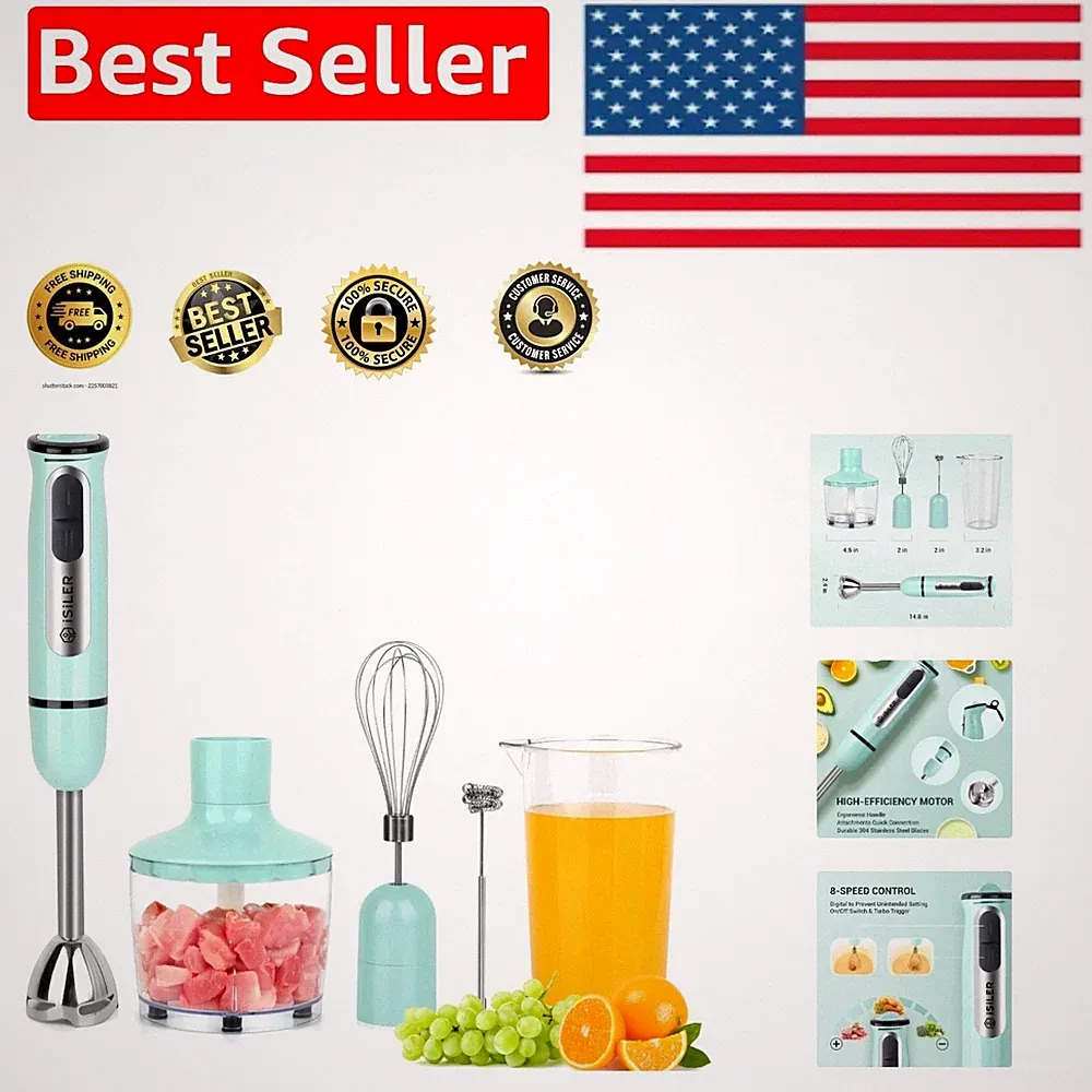 8-Speed Immersion Blender with Food Chopper & Egg Whisk - Easy Clean Design