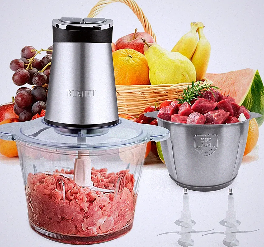 800W 2-12Cup Food Chopper LED Timer 3-Tier 6 Blades