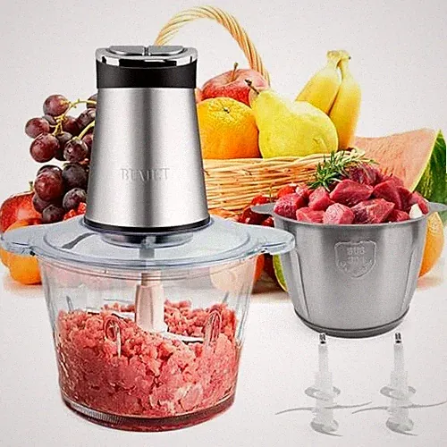 800W 2-12cup Food Chopper LED Timer 3-Tier 6 Blades | duo-bowl with LED