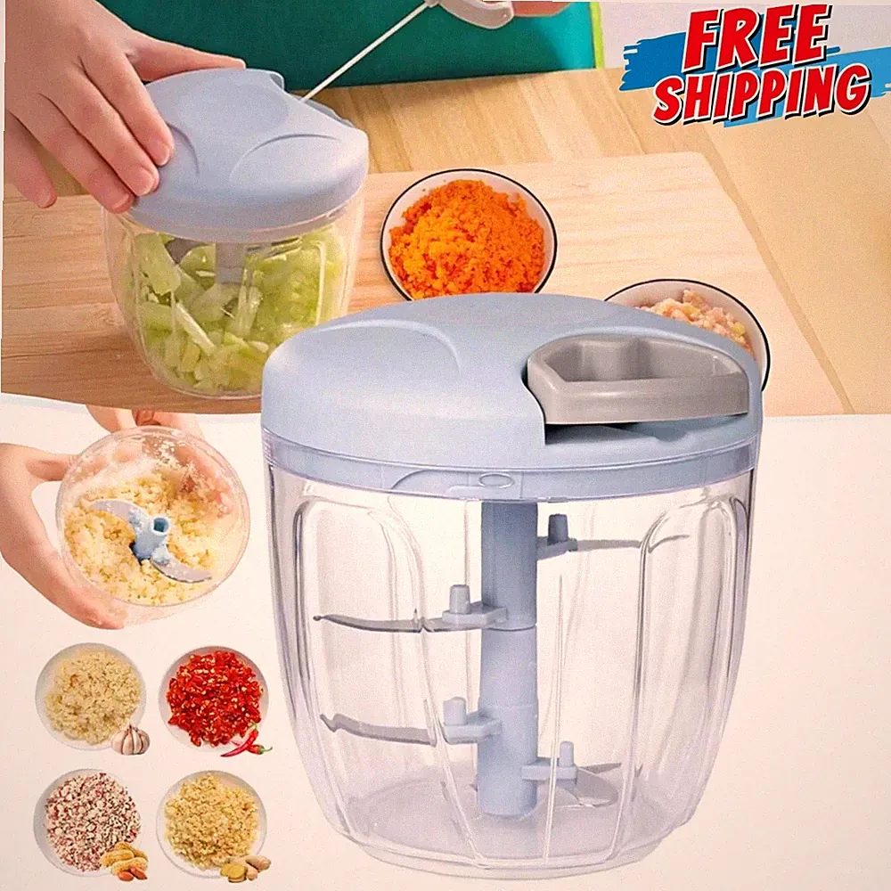 900ML Manual Food Chopper Hand Pull Vegetable Onion Garlic Mincer Processor