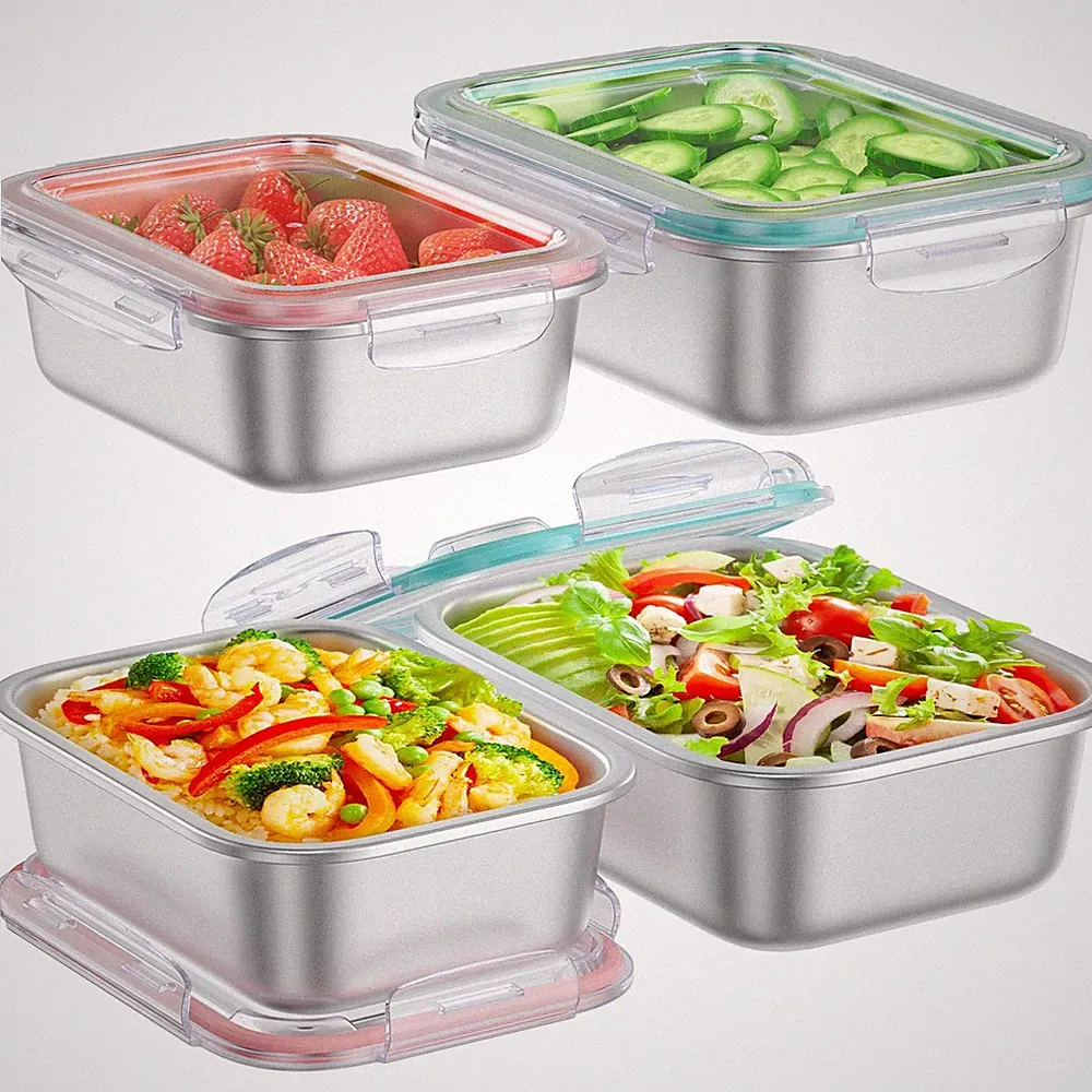 Airtight Stainless Steel Food Storage Containers Set for Meal Prep & Kitchen