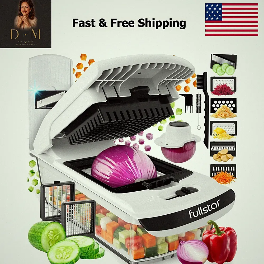 All in One Vegetable Chopper and Mandoline Slicer - Food Chopper with Contain...