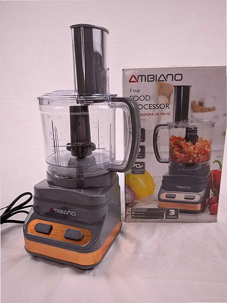 Ambiano Food Processor - 3 cup capacity, gray with copper accents (200 Watts)