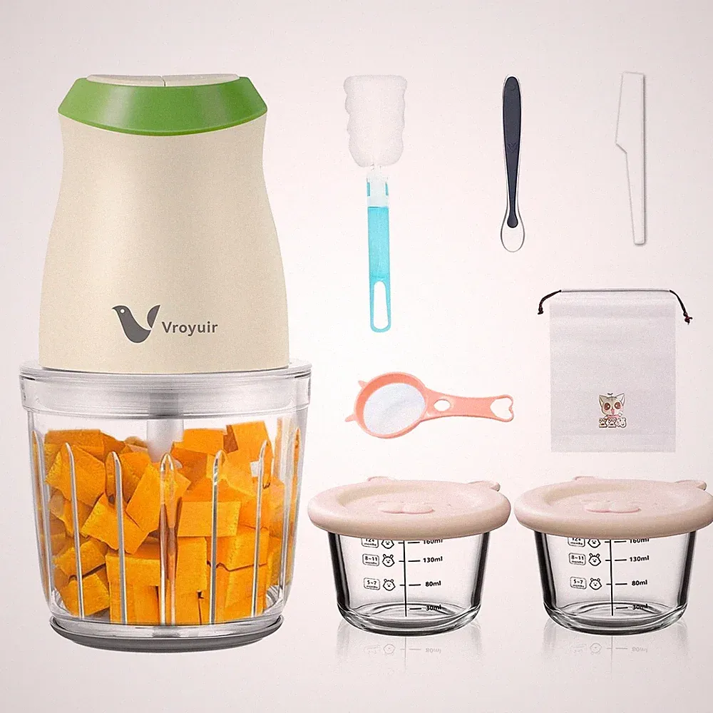 Baby Food Maker, 600ML Food Processor with 8 Blades, 2 Speeds Electric Food C...