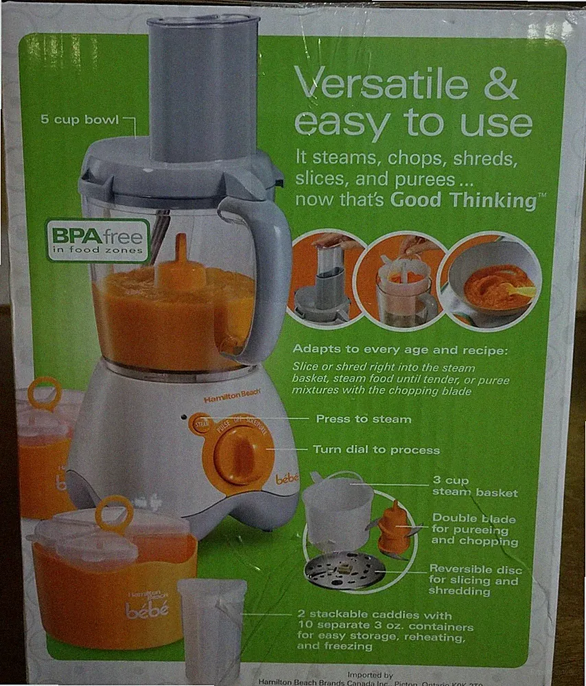 Baby Food Maker All in One - Food Processor 5 Cup - Hamilton Beach - STEAMS TOO