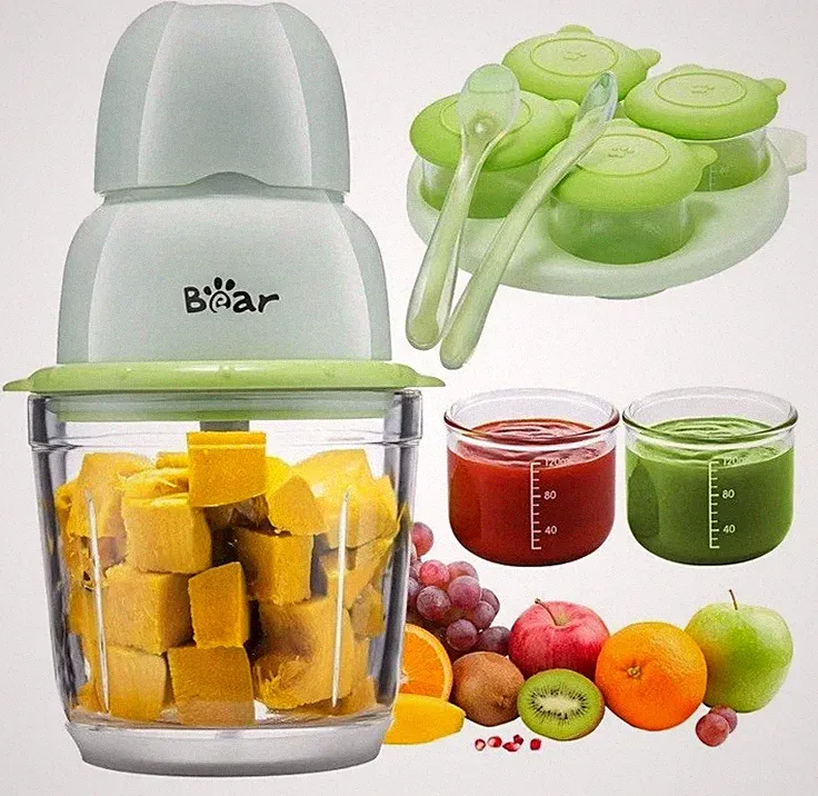 Baby Food Maker, Food Processor Set, Puree Blender, 2 Glass Bowls (0.6L+0.3L)
