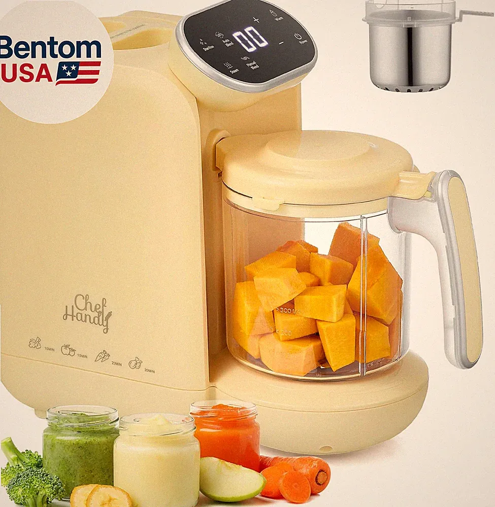 Baby Food Maker, Steamer & Blender with Stainless Steel Basket, Puree Maker with