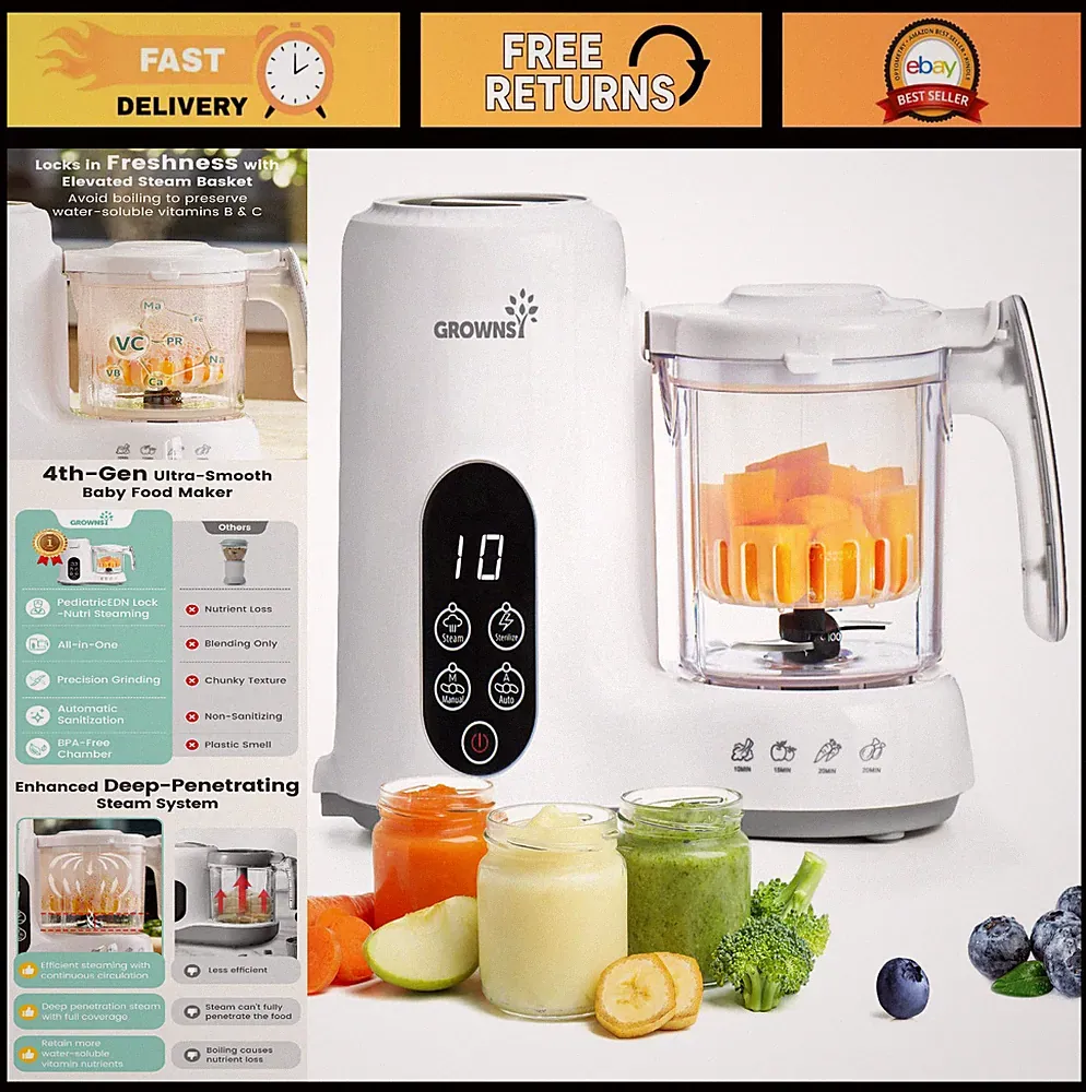Baby Food Maker with Steam Basket - One-Step Processor, Blender & Grinder for He