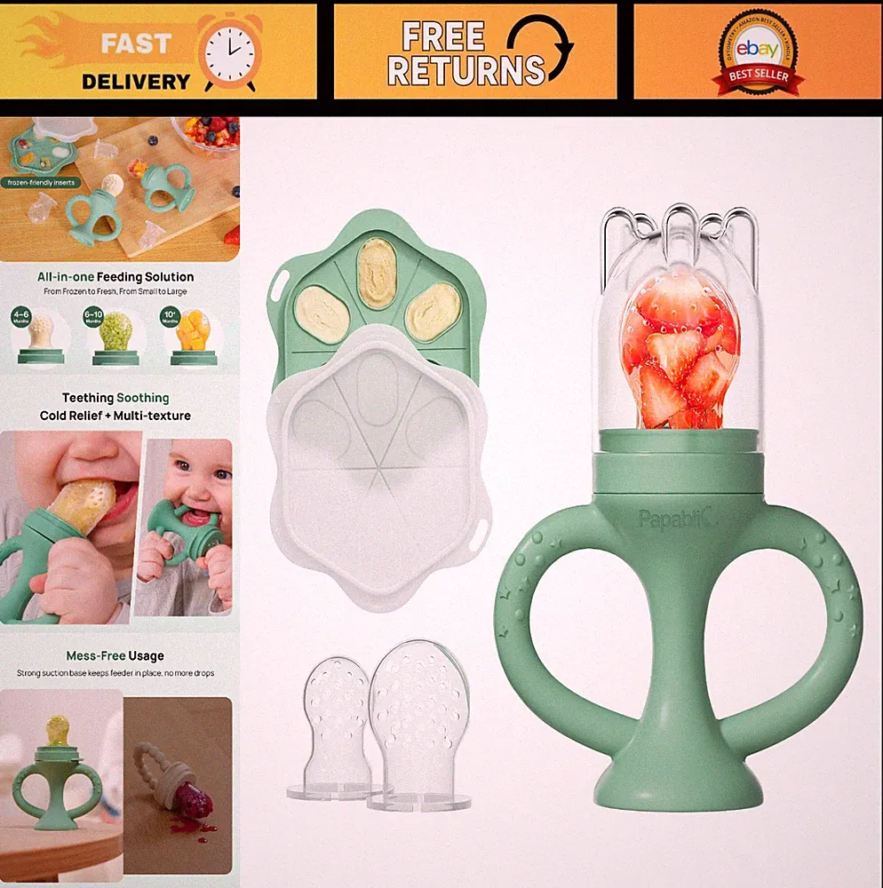 Baby Fruit Food Feeder & Teething Relief Pacifier, BPA-Free Silicone Popsicle