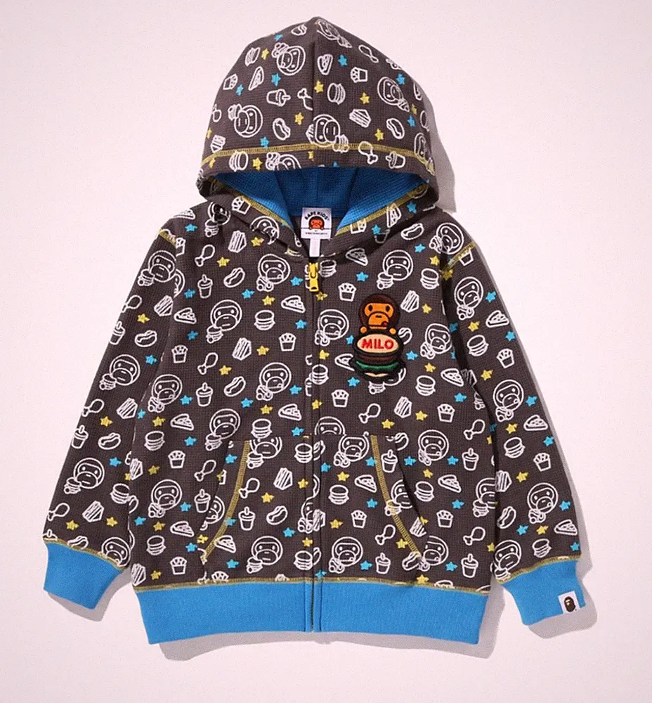 Bape Kids Baby Milo Junk Food Charcoal Full Zip Hoodie Size 80