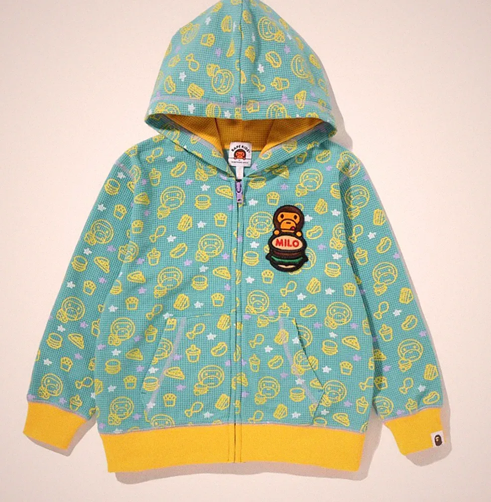 Bape Kids Baby Milo Junk Food Green Full Zip Hoodie Size 90