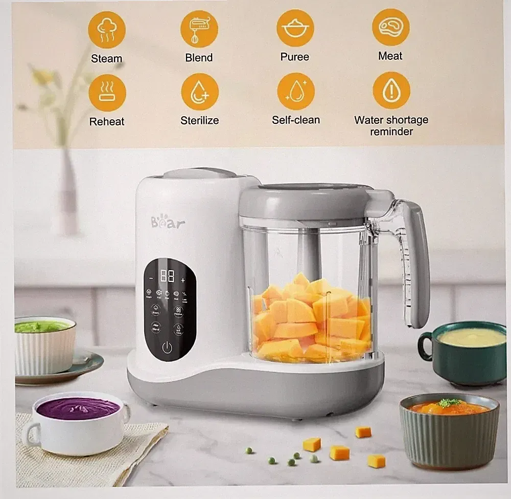 BEAR Baby Food Maker One Step Baby Food Processor Steamer Puree Blender NEW