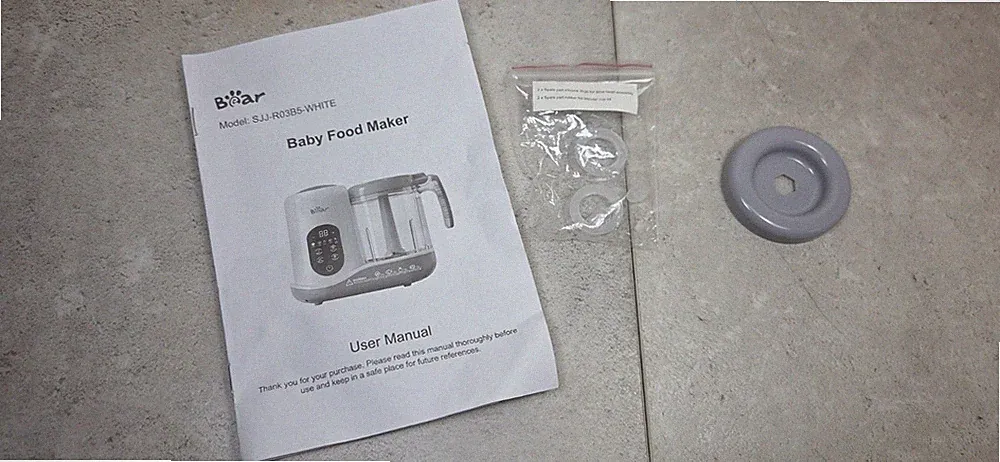 Bear Baby Food Maker SJJ-R03B5 Hub Cover Motor Head , Silicone Rings , Manual