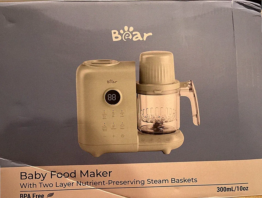 Bear Baby Food Maker with 18.5oz Dual-Layer Steam Baskets,Baby Food Pro. NEW