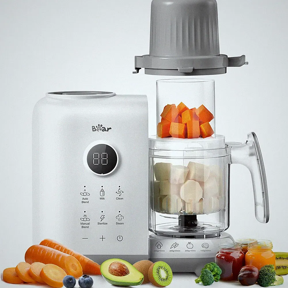 Bear Baby Food Maker with 18.5oz Dual-Layer Steam Baskets, OneStep Baby