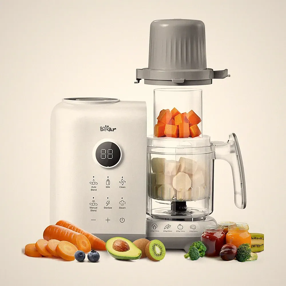 Bear Baby Food Maker with 18.5oz Dual-Layer Steam Baskets, OneStep Baby Food...