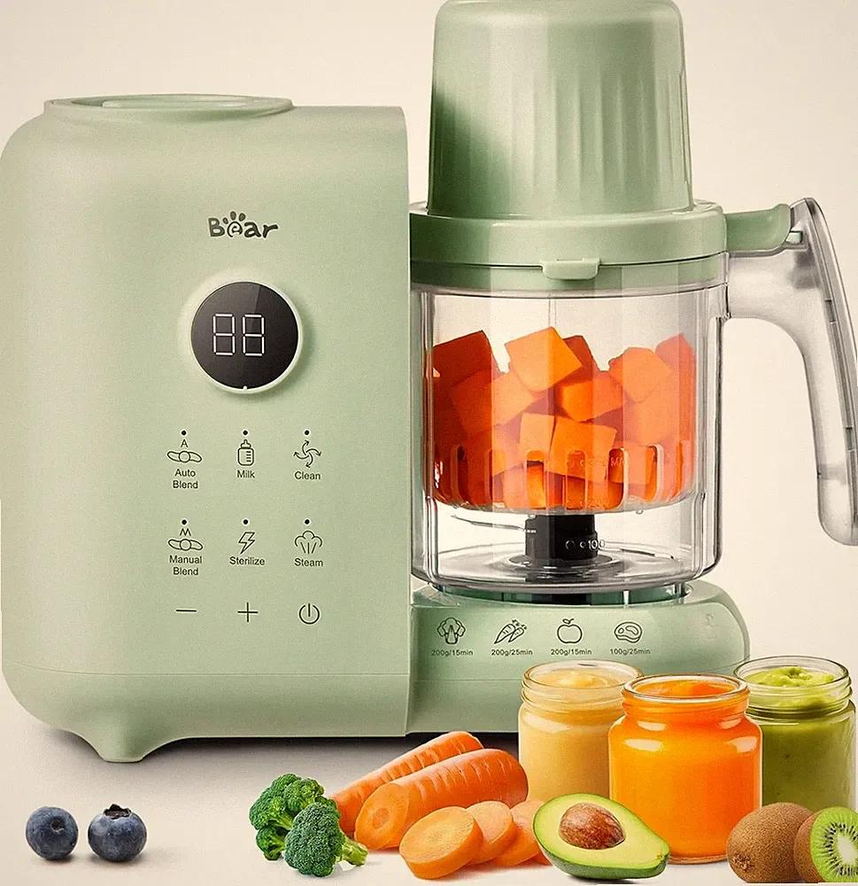 Bear Baby Food Maker with 18.5oz Dual-Layer Steam Baskets, OneStep Baby Food Pro