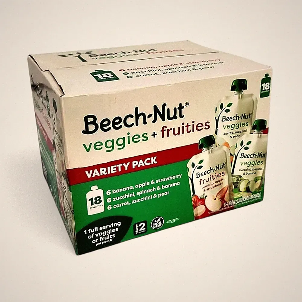 Beech-Nut Veggies + Fruities Stage 2 Baby Food Pouch, 3.5 oz Variety - 18 Pack