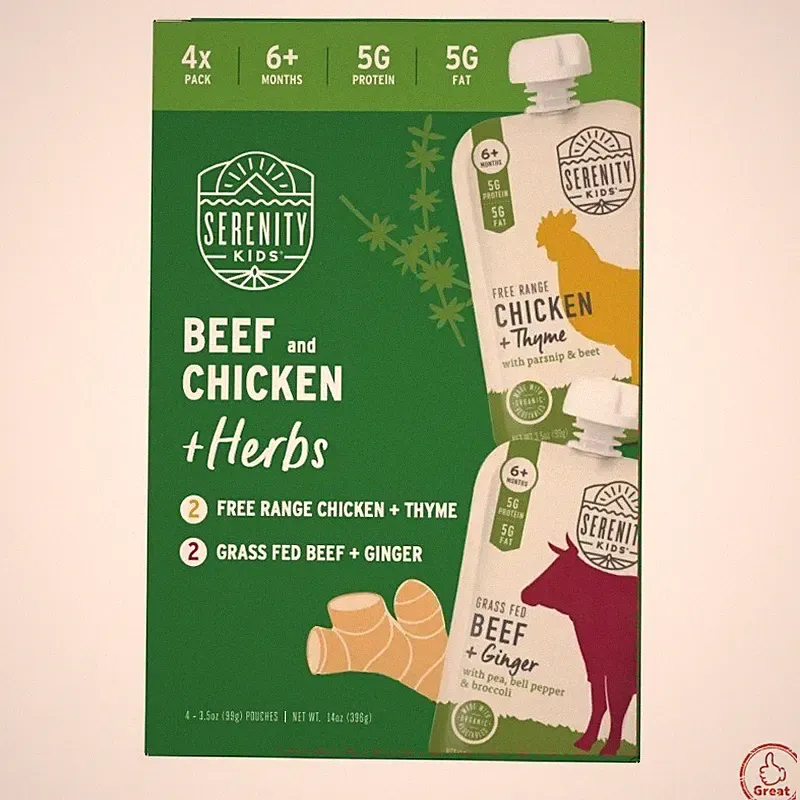Beef and Chicken + Herbs Baby Food Pouch Variety Pack - 4pk/14oz: Age 6+