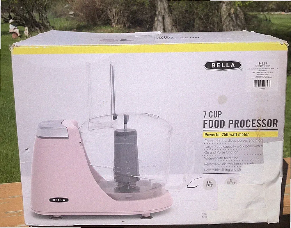 Bella PINK 7-Cup Food Processor Chopper Puree Blend Grind Stainless Steel Blades